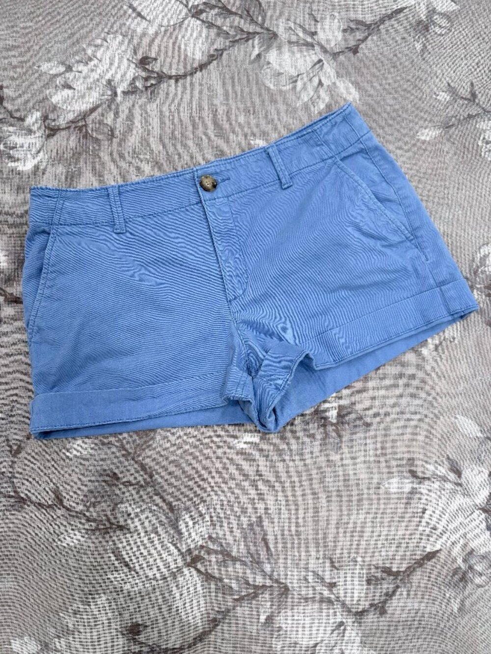 LOFT Washed Twill 4" Chino Shorts 6 Blue Stretch Cotton 585633